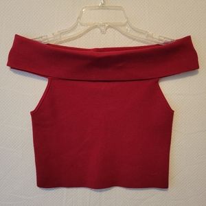 Express Red Off the Shoulder Crop Top